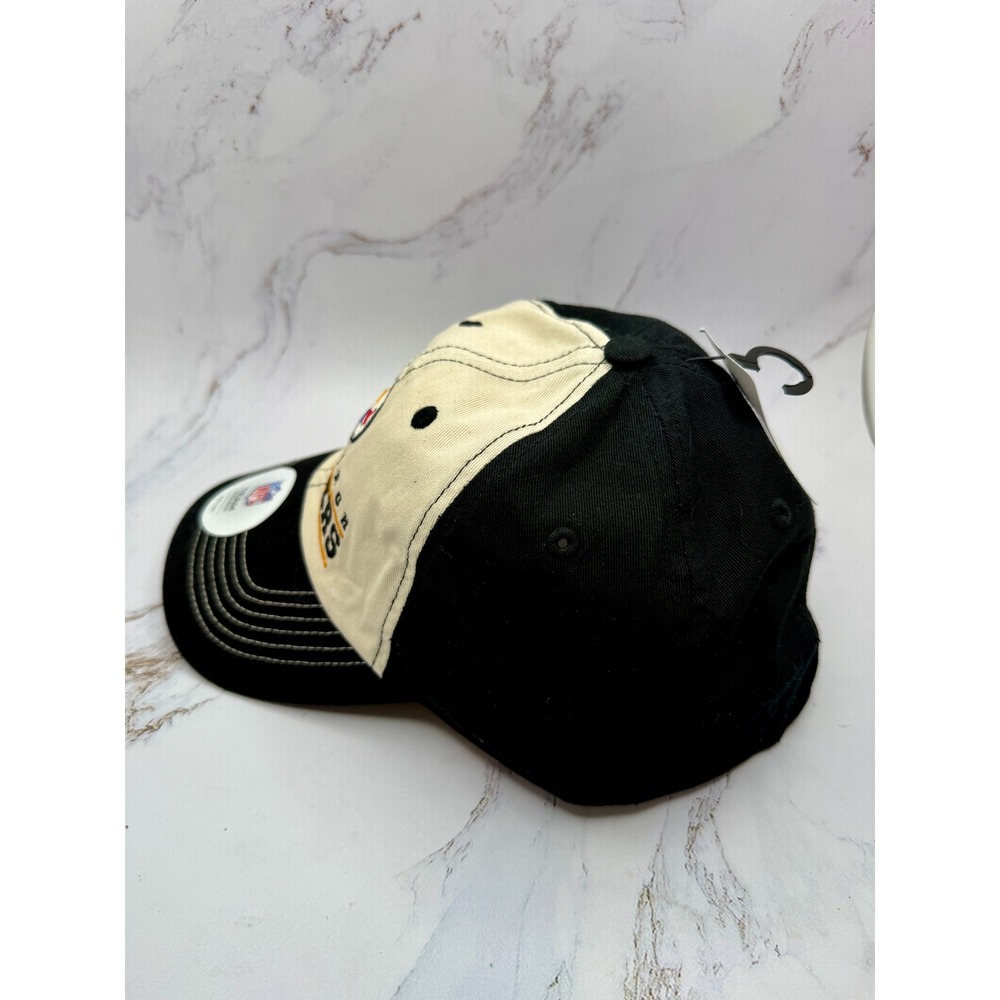 NFL Pittsburgh Steelers Hat Adjustable Cap Black Cream Two Tone Headwear NEW - Picture 3 of 13
